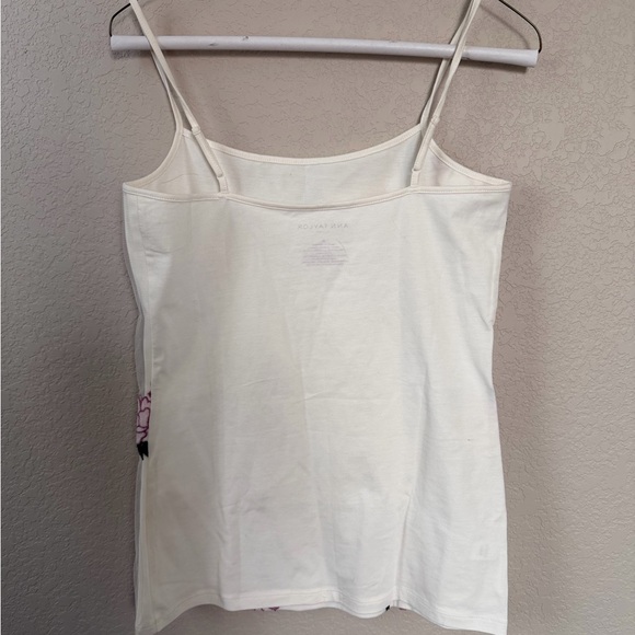 Ann Taylor White Camisole with Pink Floral Embroidery - Picture 2 of 3